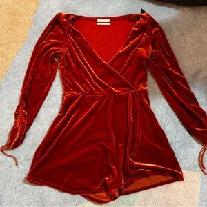 Urban Outfitters Wrap Romper in Deep Burnt Orange